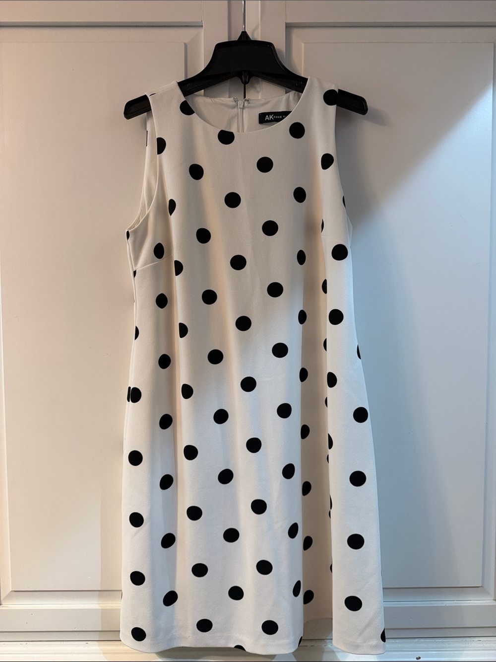 Anne Klein Cream and Black Polka Dot Sleeveless Midi Dress